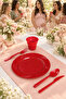 10-Piece Luxury Hard Plastic Party Birthday Presentation Invitation Engagement Promise Plate Cup Fork Spoon Knife Set - 4