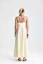 Saliva Front Flounce Lace-Up Long Yellow Dress - 6
