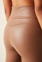Brown Extra High Waist Leather Look Ankle Length Thermal Leggings - 3