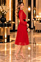 Elegant Women's Dress Chiffon Fabric Flared Cut Double Breasted Collar Midi Length - 4