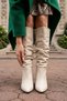 Rumba Beige Leather Bellows (7 cm Heel) Pull-On Casual Women's Boots - 2