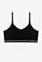 Girl's Black Seamless Seamless Black Cotton Short Top