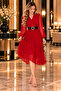 Elegant Women's Dress Chiffon Fabric Flared Cut Double Breasted Collar Midi Length - 2