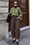 Mona Women's Comfortable Modal Shalwar Trousers with Elastic Waist in Brown