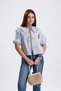 Aria Woven Linen Front Tie Baby Collar Blouse - 2