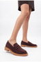 Women's Simple and Stylish Design Serrated Sole Brown Suede Loafer Shoes Moccasin - 6