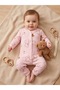 Baby Girl Teddy Bear Patterned Cotton Pink Baby Romper Without Booties Newborn