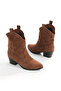 Women's Brown Thermo Sole Embroidered Cowboy Boots - 5