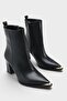 Cathrin Pointed Toe Thick Heeled Zippered Metal Toe Women's Stylish Boots