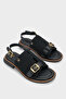 Shaylah Buckle-Strapped Flat Heeled Women's Sandals with Back Strap