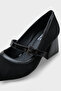 Susann Pointed Toe Thick Medium Heel Strappy Suede Women's Shoes - 2