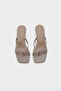 Milena Blunt Toe Medium Heeled Double Stone Buckle Satin Women's Slippers - 5