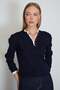 Collar and Sleeve Embellished Buttoned Knit Sweater - 3
