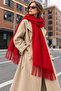 Soft Feel Women's Scarf – Soft Textured Wide Oversized Tassel Shoulder Shawl