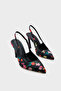Rebeca Open-Back Pointed-Toe High-Heeled Floral Print Women's Shoes
