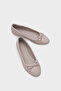 Genuine Leather Bow Round Toe Mink Women's Ballerinas - 3