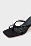 Milena Blunt Toe Medium Heeled Double Stone Buckle Satin Women's Slippers - 2