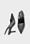 Steffi Genuine Leather Pointed Toe Mid-Heel Buckled Open-Back Women's Shoes - 4