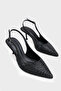 Laryssa Full Stone Pointed Toe Satin Slingback Women's Heeled Wedding Shoes
