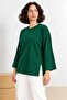 Lavinya Women's Plus Size Oversize Long Sleeve Combed Cotton Blouse Emerald - 2