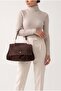 Women's Genuine Leather Zippered Removable Inner Pocketed Hand and Shoulder Bag Ornis Brown Suede - 4