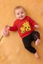 Rocha Baby Red Giraffe Boucle Embroidered 2-Piece Set - "Hi" Patterned Cotton Sweatshirt and Pants