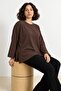 Lavinya Women's Plus Size Oversize Long Sleeve Combed Cotton Blouse Brown