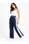Relax Time Women's Oversize Elastic Waist Side Pockets Wide Leg Sweatpants Comfortable Fit Casual Style Navy Blue - 2