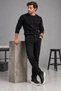 Men's Linen Trousers Lycra Black 106 - 2