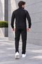 Men'S, Black Scuba Fabric Zippered Top and Bottom Tracksuit Set - 4