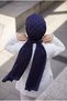 Crepe monogram patterned navy blue - indigo colored 75x195 wrinkle-resistant shawl - 6