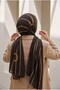 Crepe Chain Patterned Brown Color 75X195 Non-Fading Shawl - 7