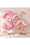 Pink Dinosaur 3 Years Old Pink Color Number Balloon Set Cute Pink Dinosaur Concept Birthday Balloon Set