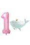 Cute Green Whale 1st Birthday Balloon Set, Sea and Ocean Creatures Themed Balloons and Pink Number Balloons - 6
