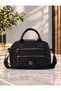 Women's Black Compartment Hand and Shoulder Bag