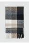 Black Square Patterned Tasseled Thick Warm Stylish Winter Scarf Sal1292 - 3