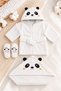 Unisex Animal Figured Baby Bathrobe Towel Set Newborn Gift Boxed 0-24Months Cotton 3-Piece Set - 2