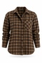Brown Plaid Pattern Pocketed Shirt 3312