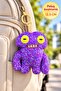 Fuggler Squidge Purple Blue Spotted Plush Keychain - 12.5 cm