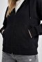 Women's Black Hooded Jacket Relax Fit Comfortable Cut Cotton 2-Ply Fleece Inside Double Pockets Zippered Cardigan - 7