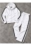 New Season 3 Threaded Combed Cotton Striped Full Zipper Jacket with Kangaroo Pockets - Baggy Sweatpants Bottom Top Set 2-Piece