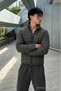 Men's Stand Collar Quilted Seasonal Khaki Puffer Coat - 4