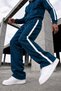 New Season 3 Threaded Combed Cotton Striped Full Zipper Jacket with Kangaroo Pockets - Baggy Sweatpants Bottom Top Set 2-Piece - 5