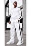 New Season 3 Threaded Combed Cotton Striped Full Zipper Jacket with Kangaroo Pockets - Baggy Sweatpants Bottom Top Set 2-Piece - 3