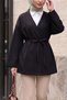 Beli Belted V-Neck Scuba Kimono - Black