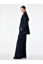 High Waist Wide Leg Fabric Trousers with Pocket Belt Detail - 3