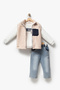 Boy's Pocket Detailed Plush Vest, Printed Sweatshirt and Jeans 3-Piece Set 8308 Wnt - 5