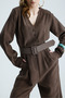 Adara Belted Brown Double Breasted Collared Jumpsuit - 3