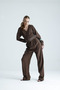 Adara Belted Brown Double Breasted Collared Jumpsuit - 4