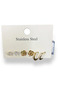 Stone Clover Hoop Clover Steel Earrings Set of 6 - 4